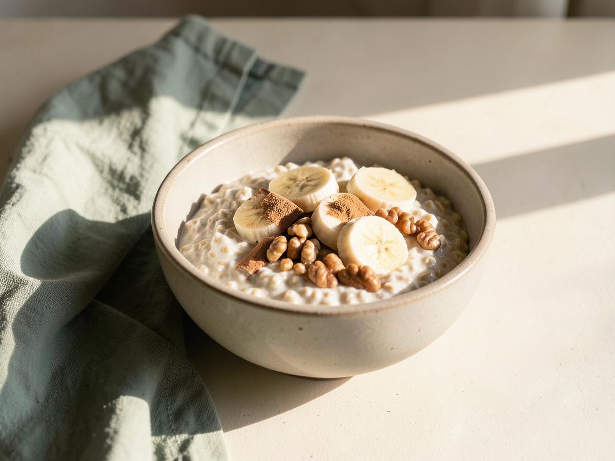 Preparo: Aveia dormida com banana e canela